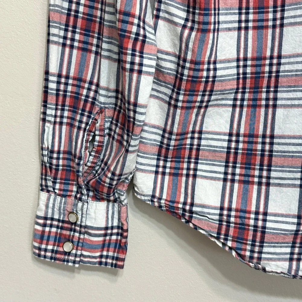 Levis Western‎ Pearl Snap Shirt Adult S Plaid Sawtooth Long Sleeve Cowboy Ranch